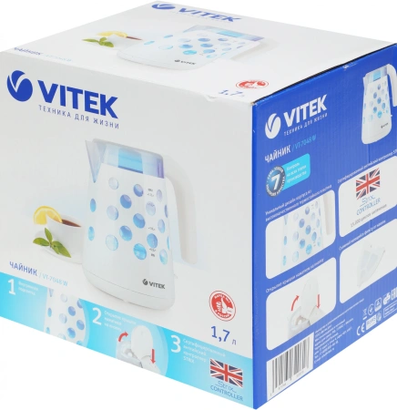 Чайник электрический Vitek VT-7048 1.7л. 2200Вт белый корпус: пластик