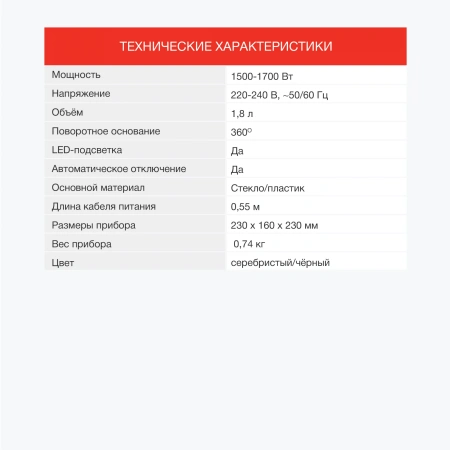 Чайник Starwind SKG1779 1.8л. 1700Вт прозрачный/черный (стекло)
