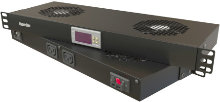 Модуль вентиляторный Hyperline (TRFA-WB-MICR-2F-RAL9004) 2 вент. с термостатом черный (упак.:1шт)