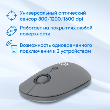 Мышь Оклик 409MW графитовый оптическая 1600dpi silent беспров. BT/Radio USB для ноутбука 4but (2007545)