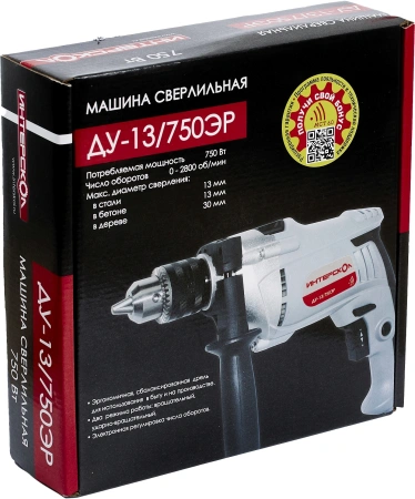 Дрель ударная Интерскол ДУ-13/750ЭР 750Вт патрон:кулачковый реверс (546.1.0.00)