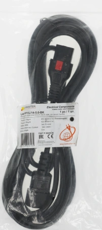 Шнур питания Lanmaster LAN-PP13L/14-5.0-BK C13-С14 проводник.:3x0.75мм2 5м 220В 10А черный