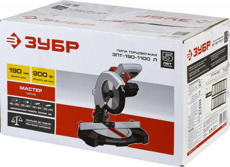 Торцовочная пила Зубр ЗПТ-190-1100 Л 900Вт 5000об/мин d=190мм