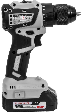 Дрель-шуруповерт Интерскол ДАУ-13/18В 50 аккум. патрон:быстрозажимной (кейс в комплекте) (802.2.2.70