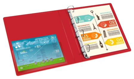 Папка на 4-х кольцах Бюрократ -0818/4RRED A4 пластик 0.7мм кор.18мм внутр. с вставкой красный