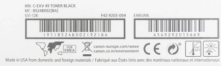Тонер Canon C-EXV49BK 8524B002 черный туба для копира iR-ADV C33xx