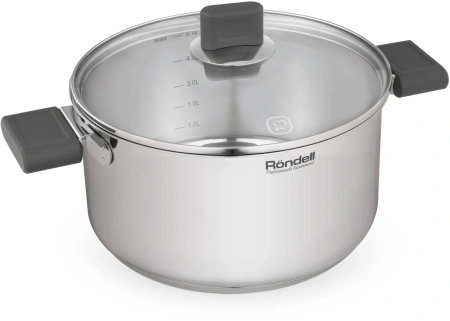 Кастрюля Rondell Quadro RDS-1597 5.1л. d=24см (с крышкой) стальной
