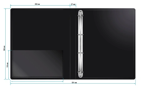 Папка на 4-х кольцах Бюрократ -0827/4RBLCK A4 пластик 0.7мм кор.27мм внутр. с вставкой черный