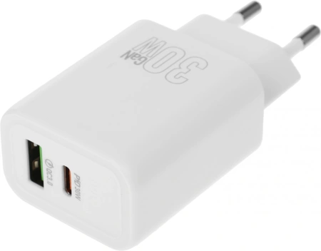 Сетевое зар./устр. Hoco N63 Gentle 30W 3A (PD) USB-A/Type-C универсальное белый (44402)