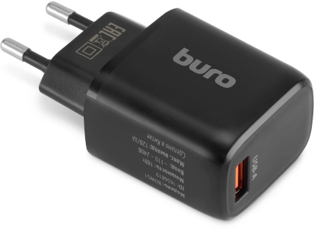 Сетевое зар./устр. Buro BUWG1 18W 3A (QC) USB-A универсальное черный (BUWG18P100BK)