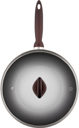 Сковорода ВОК (WOK) Rondell Tierno RDA-1581 круглая 28см покрытие: Xylan Plus ручка несъемная (с крышкой) черный