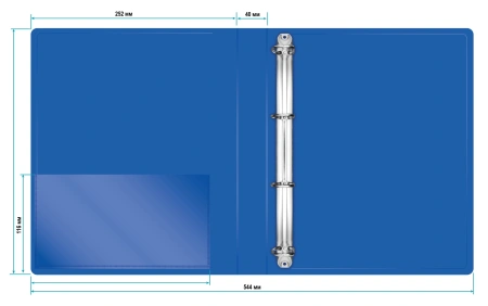 Папка на 4-х D-кольцах Бюрократ -0840/4DBLU A4 пластик 0.8мм кор.40мм внутр. с вставкой синий