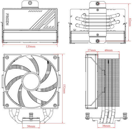 Устройство охлаждения(кулер) ID-Cooling Frozn A410 ARGB Soc-AM5/AM4/1151/1200/2066/1700 4-pin 29.9dB