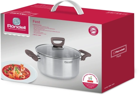 Кастрюля Rondell Fest RDS-1322 2.8л. d=20см (с крышкой) стальной