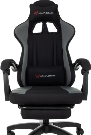 Кресло игровое Zombie Weaver черный/серый с подголов. крестов. пластик подст.для ног пластик черный
