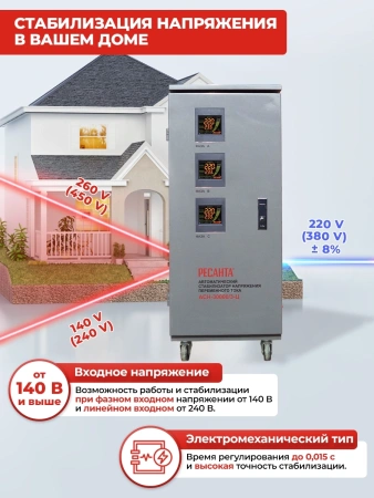 Стабилизатор напряжения Ресанта АСН-30000/3-Ц трехфазный серый (63/4/18)