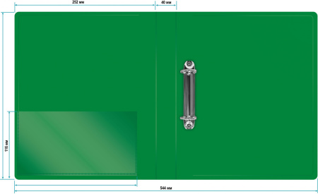 Папка на 2-х D-кольцах Бюрократ -0840/2DGRN A4 пластик 0.8мм кор.40мм внутр. с вставкой зеленый