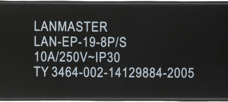 Блок распределения питания Lanmaster LAN-EP19-8P/S гор.размещ. 8xSchuko базовые 10A без вилки