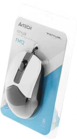 Мышь A4Tech Fstyler FM12 Panda белый/черный оптическая (1200dpi) USB (3but)
