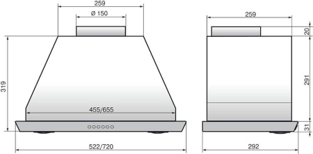 Вытяжка встраиваемая Elikor S4 52Н-700-Э4Д нержавеющая сталь управление: кнопочное (1 мотор)