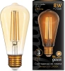 Лампа филам. Gauss Filament ST64 8Вт цок.:E27 (упак.:10шт) эдисон 220B св.свеч.бел.теп. (157802008)