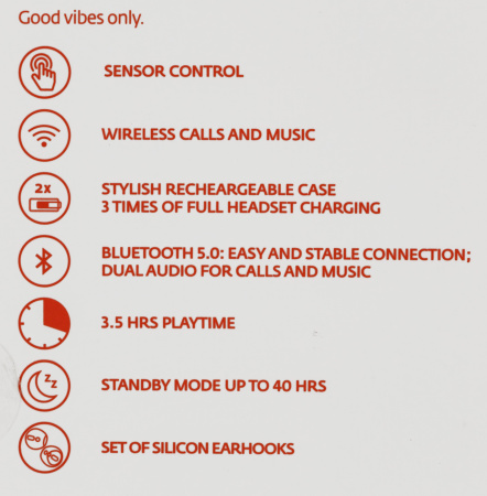 Гарнитура вкладыши uBear Vibe белый беспроводные bluetooth в ушной раковине (TW03WH01-BD)