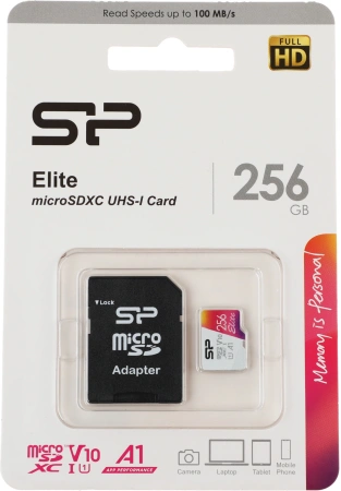 Флеш карта microSDXC 256Gb Class10 Silicon Power SP256GBSTXBV1V20SP Elite + adapter