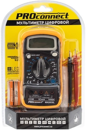 Мультиметр PROconnect MAS830L DT850L цифровой черный/желтый (13-3021)