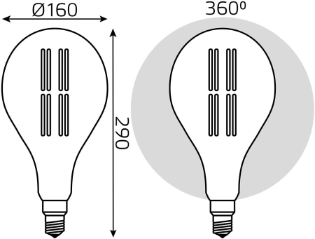 Лампа светодиодная Gauss Filament Vintage 6Вт цок.:E27 шар 220B 4000K св.свеч.бел.нейт. (упак.:1шт) (179802205)