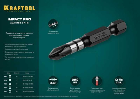 Набор бит Kraftool 26191-2-50-S10 (10пред.) для шуруповертов