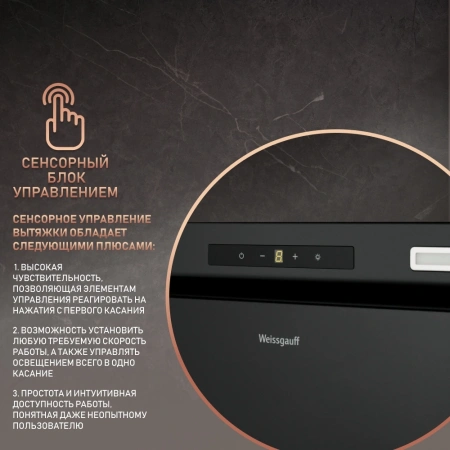 Вытяжка встраиваемая Weissgauff Airin 1200 черный управление: сенсорное (1 мотор)