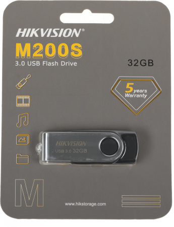 Флеш Диск Hikvision 32GB M200S HS-USB-M200S/32G/U3 USB3.0 серебристый/черный