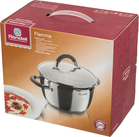 Кастрюля Rondell Flamme RDS-024 3.2л. d=20см (с крышкой) стальной