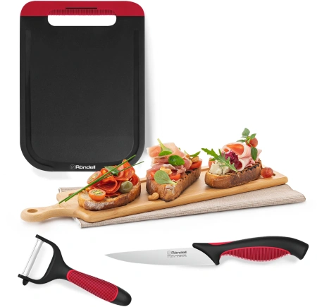 Набор ножей кухон. Rondell RD-1892 компл.:3предм. разд.дос. черный/бордовый блистер