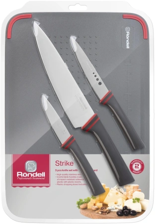 Набор ножей кухон. Rondell RD-1491 компл.:4предм. разд.дос. серый/красный блистер