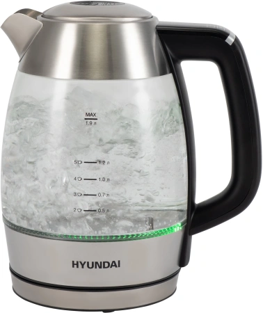 Чайник электрический Hyundai HYK-G9408 1.9л. 2200Вт черный/серебристый корпус: стекло