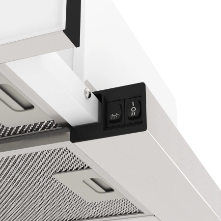 Вытяжка встраиваемая Elikor Интегра Glass 50Н-400-В2Д нержавеющая сталь/стекло белое управление: кнопочное (1 мотор)