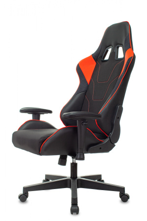 Кресло игровое Zombie Thunder 1 черный/красный ткань/эко.кожа с подголов. крестов. пластик