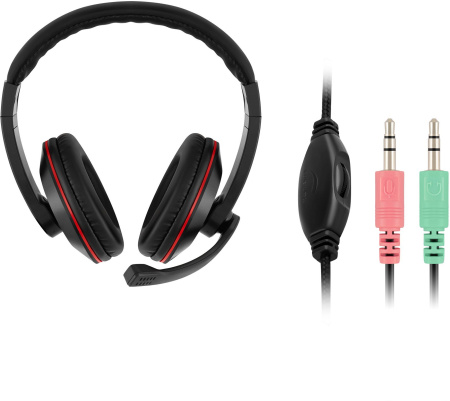 Наушники с микрофоном Оклик HS-L390G DRAGON черный/красный 1.8м мониторные оголовье (1100413)