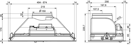 Вытяжка встраиваемая Elikor 70Н-450-П3Д нержавеющая сталь управление: кнопочное (1 мотор)