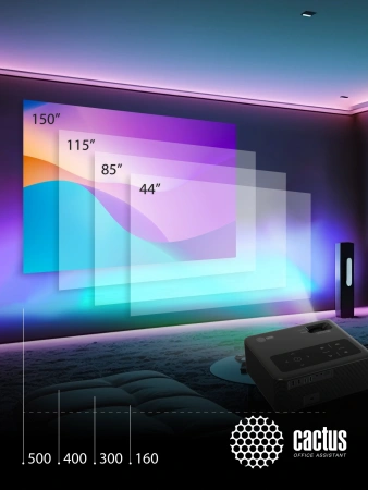 Проектор Cactus CS-PRM.01B.Full HD LCD 700Lm ANSI (1920x1080) 2500:1 ресурс лампы:50000часов 2xUSB typeA 2xHDMI 1.8кг