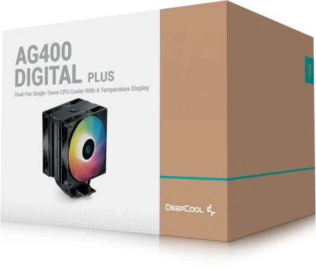 Устройство охлаждения(кулер) Deepcool AG400 Digital Plus ARGB Soc-AM5/AM4/1200/1700/1851 черный 4-pin 31.6dB Al+Cu LCD 220W 773gr Ret (R-AG400-BKADMP-G-1)