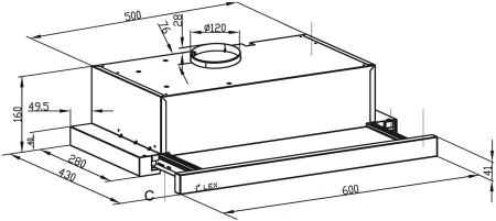 Вытяжка встраиваемая Lex HIDE G 600 серый управление: кнопочное (1 мотор)
