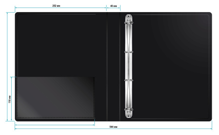 Папка на 4-х кольцах Бюрократ -0840/4RBLCK A4 пластик 0.8мм кор.40мм внутр. с вставкой черный