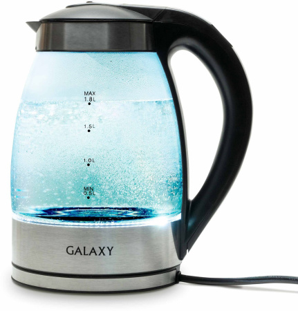 Чайник Galaxy Line GL 0556 1.8л. 2200Вт нержавеющая сталь/черный (стекло/металл/пластик)