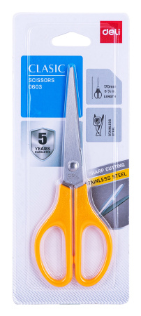 Ножницы Deli E0603 офисные 170мм ручки пластиковые сталь ассорти пакет с европод.