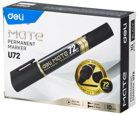 Маркер перманентный Deli EU72-BK двойной пиш. наконечник 1-5мм черный