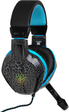 Наушники с микрофоном Оклик HS-L400G ZEUS черный/синий 2.2м мониторные оголовье (359480)