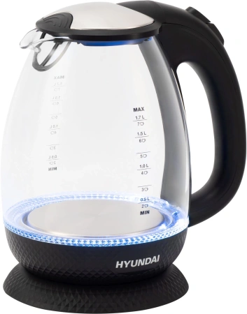 Чайник электрический Hyundai HYK-G3804 1.7л. 2200Вт черный (корпус: стекло)