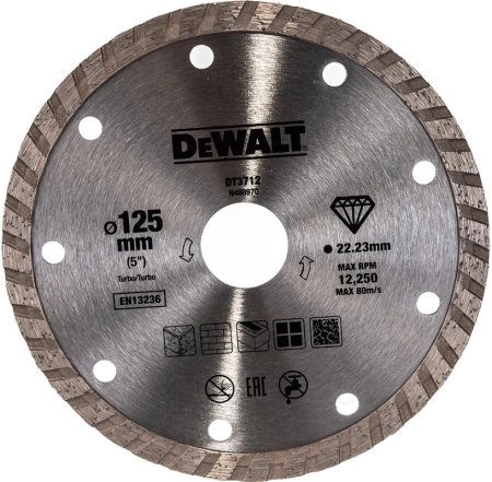 Диск алмазный DeWalt DT3712 d=125мм d(посад.)=22.2мм (угловые шлифмашины)